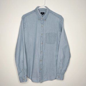 J Crew Chambray One Pocket Chambray Long Sleeve Shirt Men's Medium